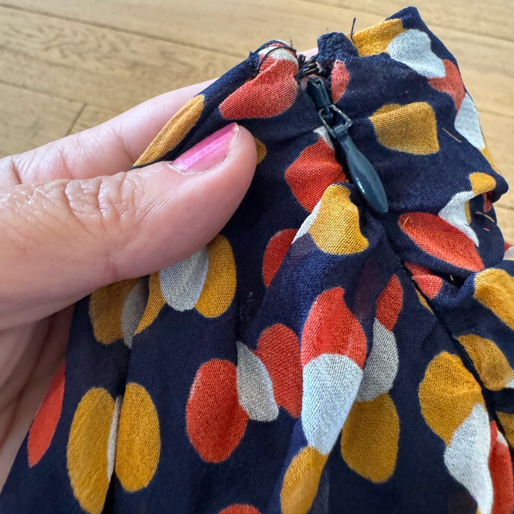 Maeve Anthropologie Polka Dot Handkerchief Hem Midi Dress Navy‎ Size 8 (715) - Picture 10 of 10